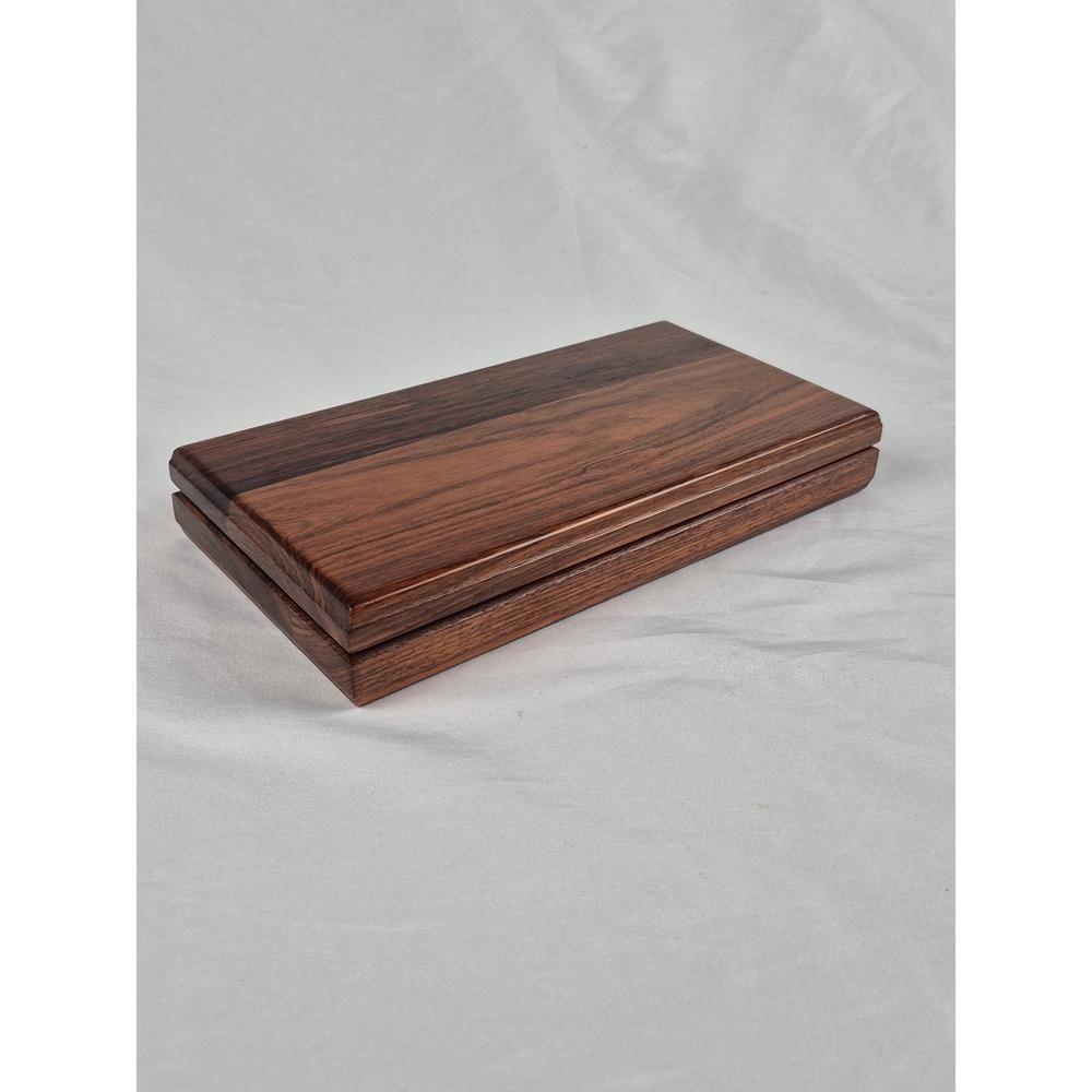 Vintage Wood Jewelry Valet Box Velvet Lined Keepsake Watch Storage Organizer MCM